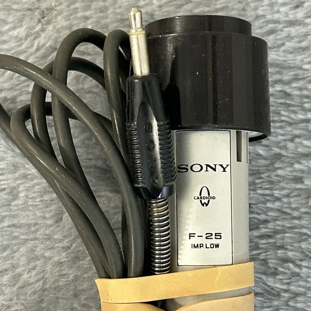 Sony F-25 and F-25S Vintage Cardioid Dynamic Microphones Set Japan Low Imp
